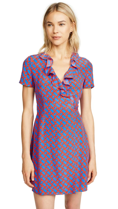 Shop Diane Von Furstenberg Savilla Wrap Dress In Chainlink Medium Cobalt