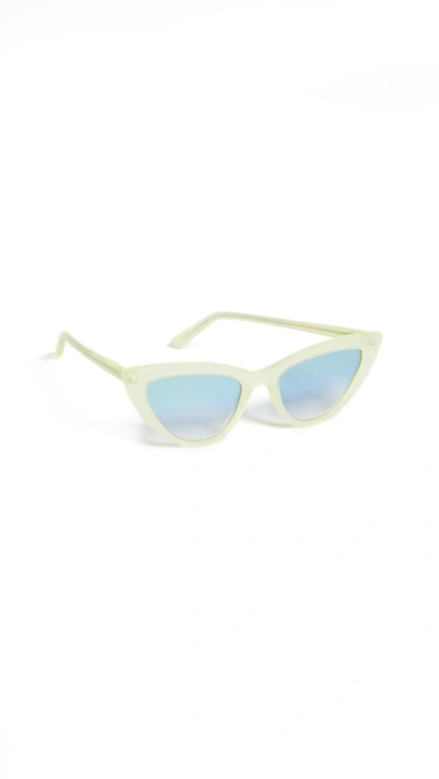 Shop Lgr Orchid Cat Eye Matte Sunglasses In Lime/green
