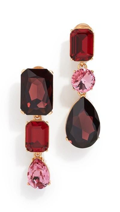 Shop Oscar De La Renta Bold Crystal Clip On Earrings In Crimson