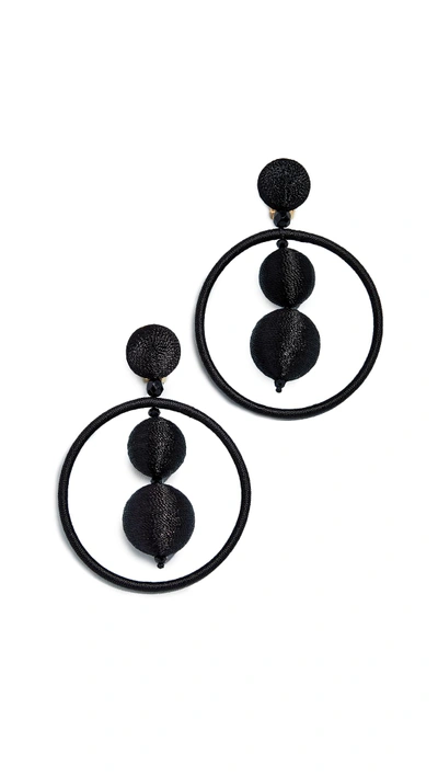 Shop Oscar De La Renta Double Beaded Ball Hoop Earrings In Black
