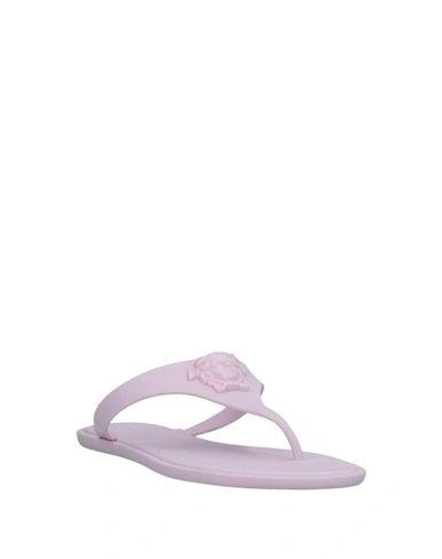 Shop Versace Toe Strap Sandals In Light Pink