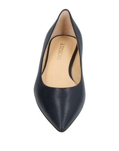 Shop A.testoni Ballet Flats In Dark Blue