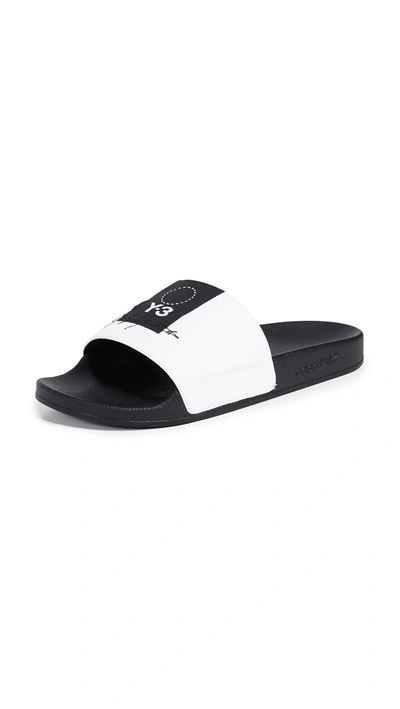 Shop Y-3 Adilette Slides In White/black