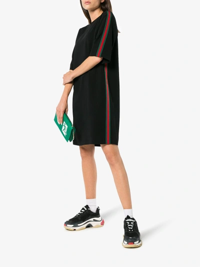 Shop Gucci Web Trim Tunic Dress In Black