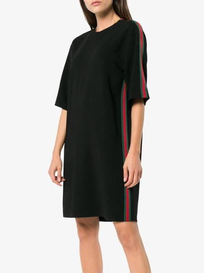 Shop Gucci Web Trim Tunic Dress In Black