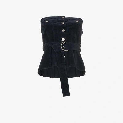 Shop Sjyp Navy Blue Button Front Corset