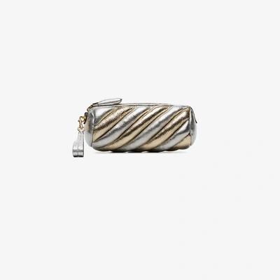 Shop Anya Hindmarch Silver And Gold Metallic Marshmallow Leather Clutch