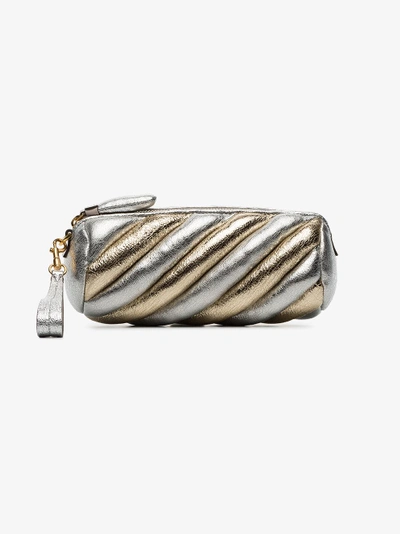 Shop Anya Hindmarch Silver And Gold Metallic Marshmallow Leather Clutch