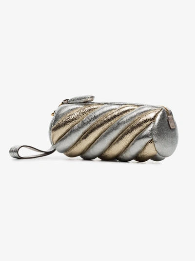 Shop Anya Hindmarch Silver And Gold Metallic Marshmallow Leather Clutch