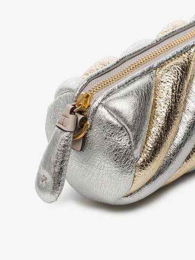 Shop Anya Hindmarch Silver And Gold Metallic Marshmallow Leather Clutch