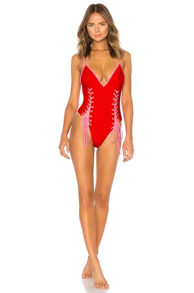 Shop Lovers & Friends Lovers + Friends Laced One Piece In Red. In Candy Red