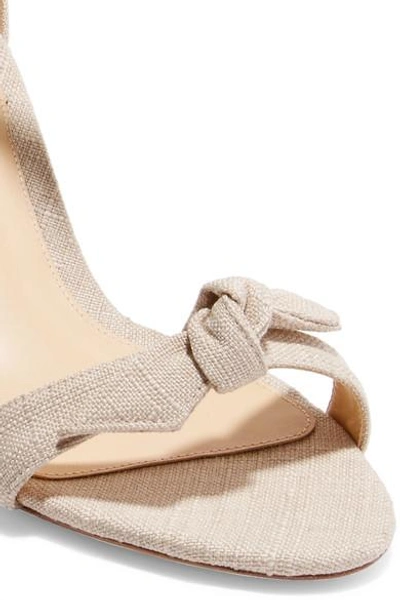 Shop Alexandre Birman Clarita Bow-embellished Linen Sandals In Ecru