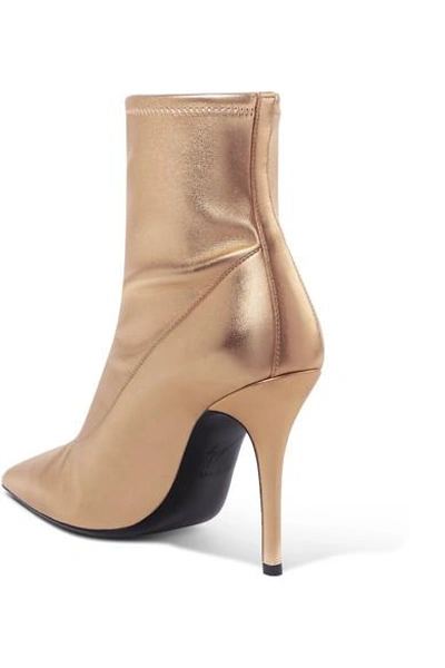 Shop Giuseppe Zanotti Notte Metallic Leather Sock Boots In Gold