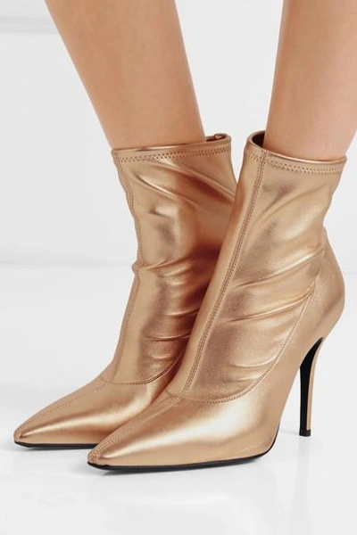 Shop Giuseppe Zanotti Notte Metallic Leather Sock Boots In Gold