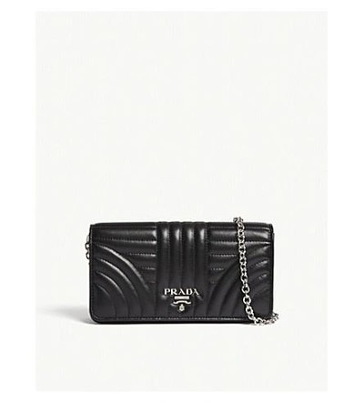 Shop Prada Quilted Leather Wallet-on-chain In Black