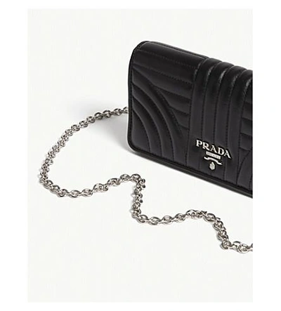 Shop Prada Quilted Leather Wallet-on-chain In Black