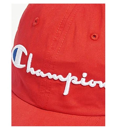 Shop Champion Logo Cotton Strapback Cap In Fer