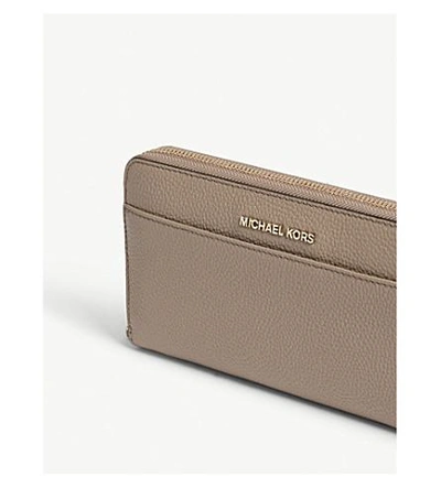Shop Michael Michael Kors Grained Leather Continental Wallet In Truffle