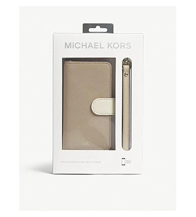 Shop Michael Michael Kors Saffiano Leather Folio Iphone 7/8 Case In Trfl/ltc/oat