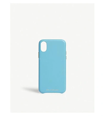 Shop Anya Hindmarch Leather Iphone X Case In Turquoise Circus