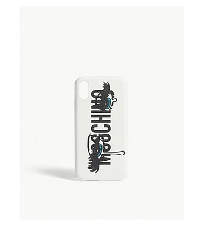 Shop Moschino Eye Lashes Logo Iphone X Case In White