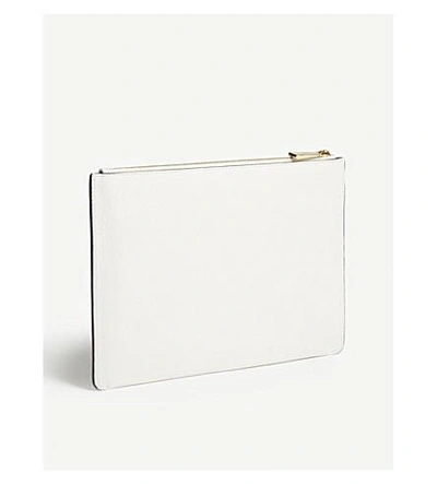 Shop Michael Michael Kors Floral Embellished Leather Zipped Pouch In Optic White