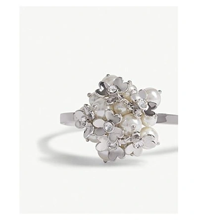 Shop Ted Baker Hateya Heart Blossom Cuff In Silver Colou