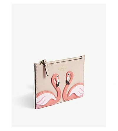 Shop Kate Spade By The Pool Marley Flamingo Leather Wallet In Multi