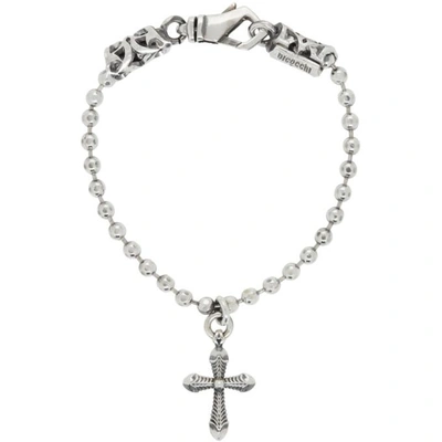 Shop Emanuele Bicocchi Silver Cross Disco Chain Bracelet