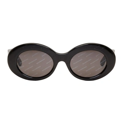 Shop Balenciaga Black Logomania Sunglasses In 05a Black