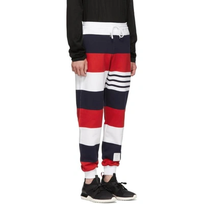 Shop Thom Browne Red And White Rugby Stripe Lounge Pants In 960 Rwbwht