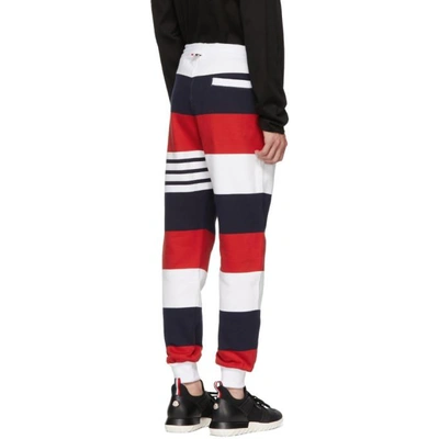 Shop Thom Browne Red And White Rugby Stripe Lounge Pants In 960 Rwbwht