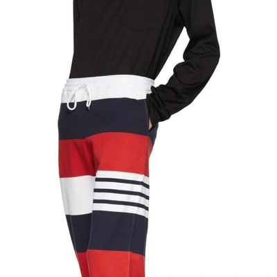 Shop Thom Browne Red And White Rugby Stripe Lounge Pants In 960 Rwbwht