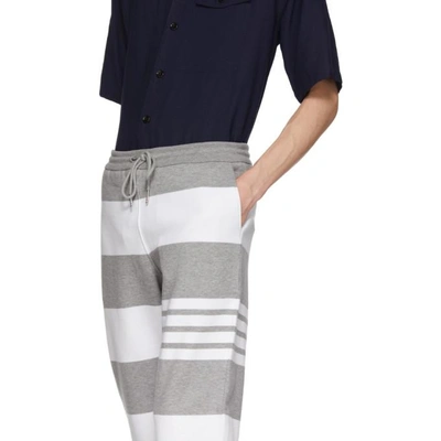 Shop Thom Browne Grey Engineered Rugby Stripe Lounge Pants In 055 Lt Grey