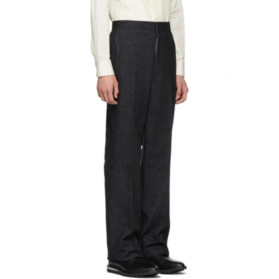 Shop Thom Browne Navy Denim Unconstructed Straight-leg Chino Trousers