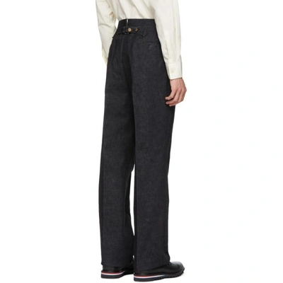 Shop Thom Browne Navy Denim Unconstructed Straight-leg Chino Trousers