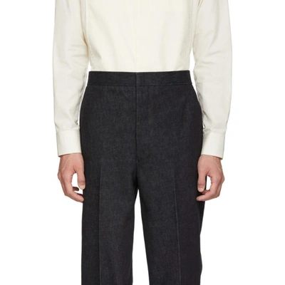 Shop Thom Browne Navy Denim Unconstructed Straight-leg Chino Trousers