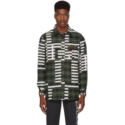 Shop 032c Green & Black Pin Flannel Shirt In Blk/green