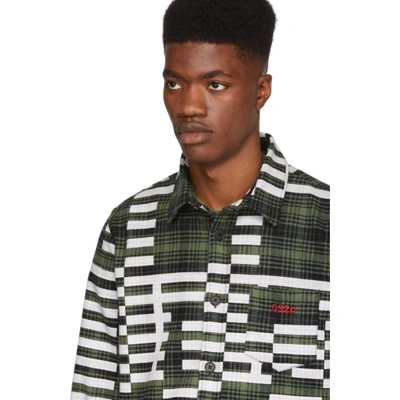 Shop 032c Green & Black Pin Flannel Shirt In Blk/green