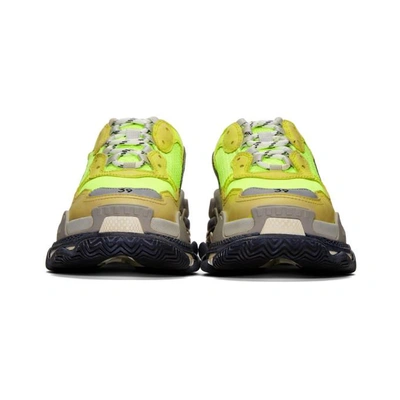 Shop Balenciaga Yellow Neon Triple S Sneakers In 7320 Yellow.