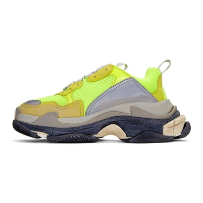 Shop Balenciaga Yellow Neon Triple S Sneakers In 7320 Yellow.