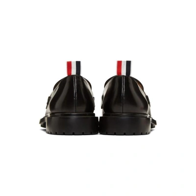 Shop Thom Browne Black Tricolor Band Loafers In 001 Black