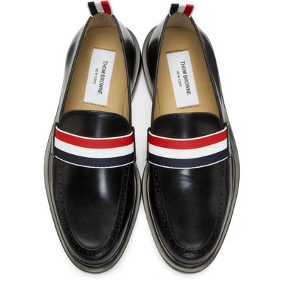 Shop Thom Browne Black Tricolor Band Loafers In 001 Black