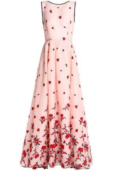 Shop Oscar De La Renta Woman Embroidered Organza Gown Pink