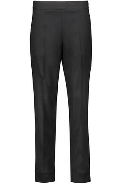 Shop Oscar De La Renta Woman Wool-blend Straight-leg Pants Black