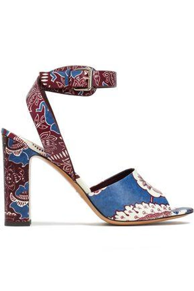 Shop Valentino Woman Printed Leather Sandals Blue