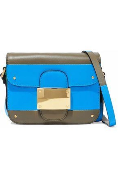 Shop Valentino Garavani Woman Rivet Color-block Leather Shoulder Bag Blue