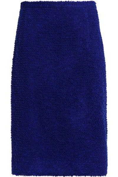 Shop Oscar De La Renta Woman Bouclé-knit Pencil Skirt Royal Blue