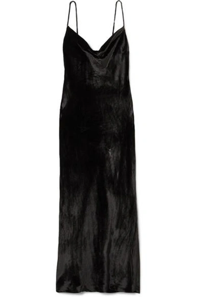 Shop Rebecca Vallance Kara Velvet Midi Dress In Black