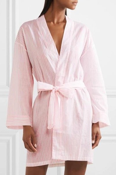 Shop Pour Les Femmes Striped Cotton-voile Robe In Pink